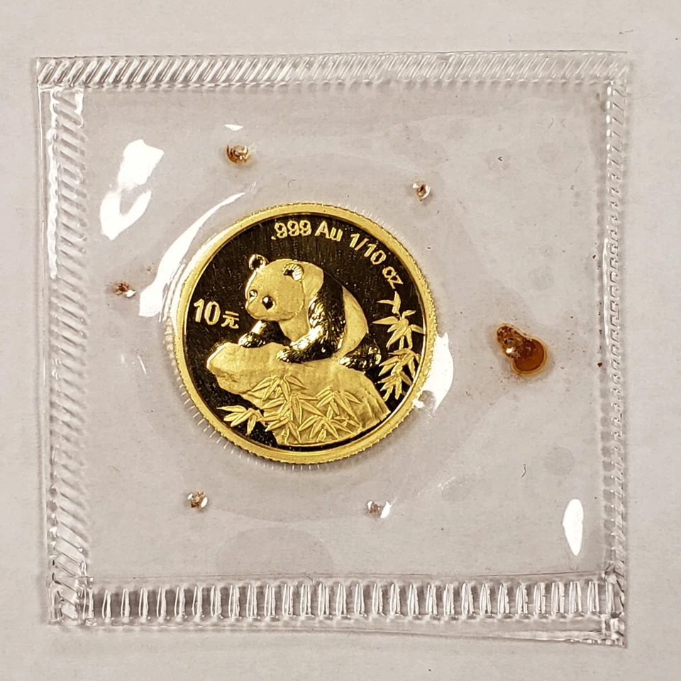 Moneda panda de oro China 1999 10 yuanes 1/10 oz - décima onza - sellada OMP - G5960 Foto 3 de 4