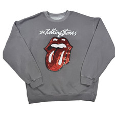 The Rolling Stones Sweatshirt Sequence Embroidered Rock and Roll Gray Size Med