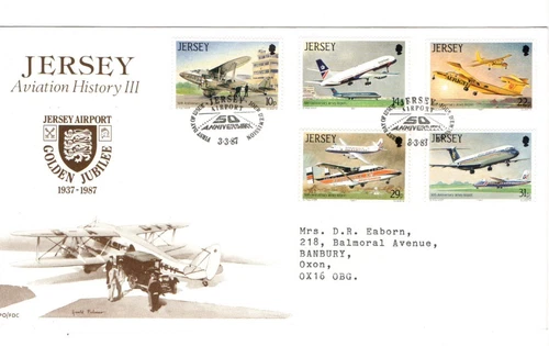 1987 JERSEY - AVIATION HISTORY III FDC FROM COLLECTION N50
