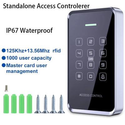 125Khz+13.56Mhz RFID NFC Access Control Keypad 1000User Waterproof Backlight Tou