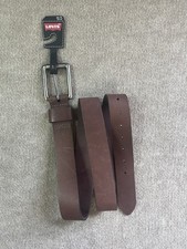 Levis Belt Brown Leather XL 42-44 Adjustable Retro Grunge Silver 90s Y2K Logo