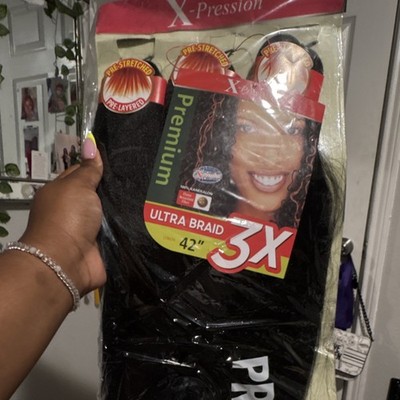 X-Pression Ultra Braid 42in Pre-Stretched Pre-Layered Synthetic Black 3X