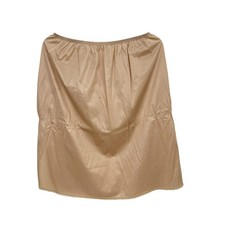 Vanity Fair 90's Women Half Slip 24" XL Nylon Beige Side Slit Elastic Waist