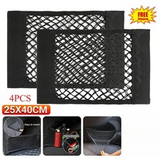 4x Car Net Bag Tidy Cargo Trunk Seat Rear Elastic Mesh Pocket Storage Organizer