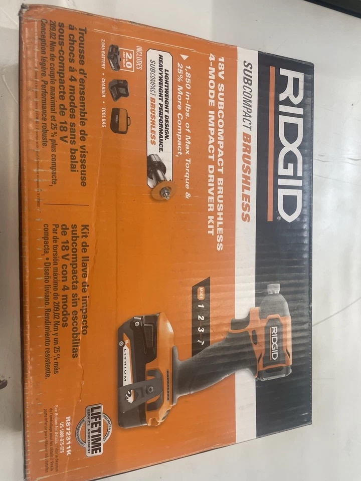 *NEW* Ridgid 18V SubCompact Brushless Cordless Impact Driver Kit, R873211K - Image 2 of 2