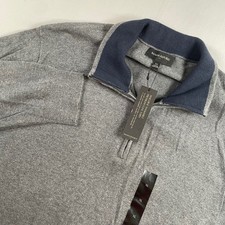 Banana Republic Mens Gray Cotton Silk Cashmere Rayon 1/4 Zip Pullover Sweater XL