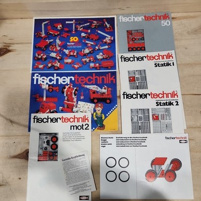 Fischertechnik Lot Of 7 Manuals-50, Statik 1 & 2, Buggy, Mot 2, 50 Model Ideas