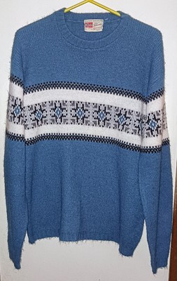 #ad #ad Vintage Norwegian 100% Orlon Acrylic Northern Star AOP Knit Sweater L $39.99