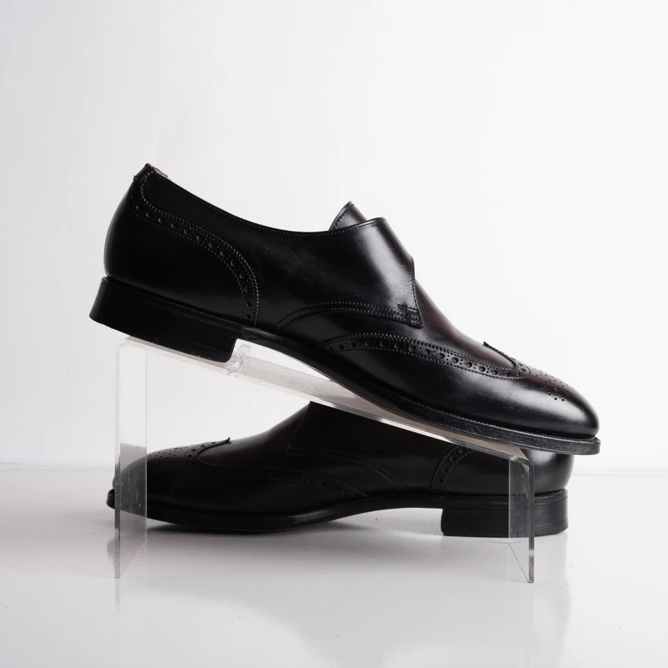 Brooks Brothers Peal Co Hombres Cuero Monje Correa Mocasines Negro EE. UU. 8,5 D Inglaterra Foto 3 de 4