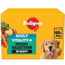 48 x 85g Pedigree Vitality Plus Adult Dog Food Pouches Mixed Selection in Gravy 4.78 per kilo