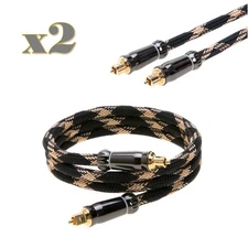 2-Pack- 3FT Premium Toslink Digital Optical Audio Cable SPDIF Fiber Optic Cord