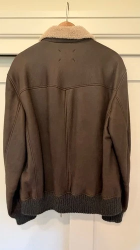 Brunello Cucinelli Men's Leather Shearling Jacket Coat Dark Brown XL NWT image 3