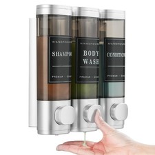 Shower Soap Dispenser 3 Chamber No Drill Wall-Mounted,Shampoo and Conditioner...