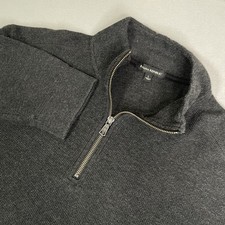 Banana Republic Sweater Mens Large Grey 1/4 Zip Mock Neck Knit Pullover Casual