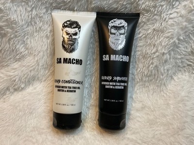 Sa Macho Beard Shampoo & Conditioner Set Tea Tree Oil Biotin Keratin 3.38oz D-3