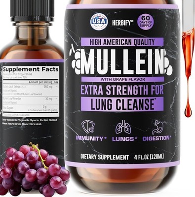 Mullein Drops - Lung Cleanse - Leaf Extract - Powerful Mullein for Immune Suppor