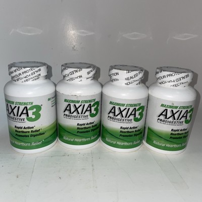 Lot of 4 AXIA3 Maximum Strength Prodigestive Heartburn Relief 90 Tabs each 04/26