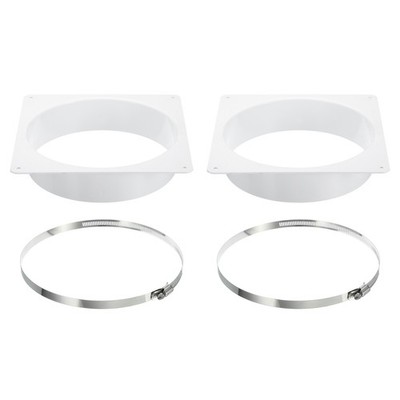 8'' Duct Connector Flange Dryer Vent Wall Square to Round with Clamp 2pcs White