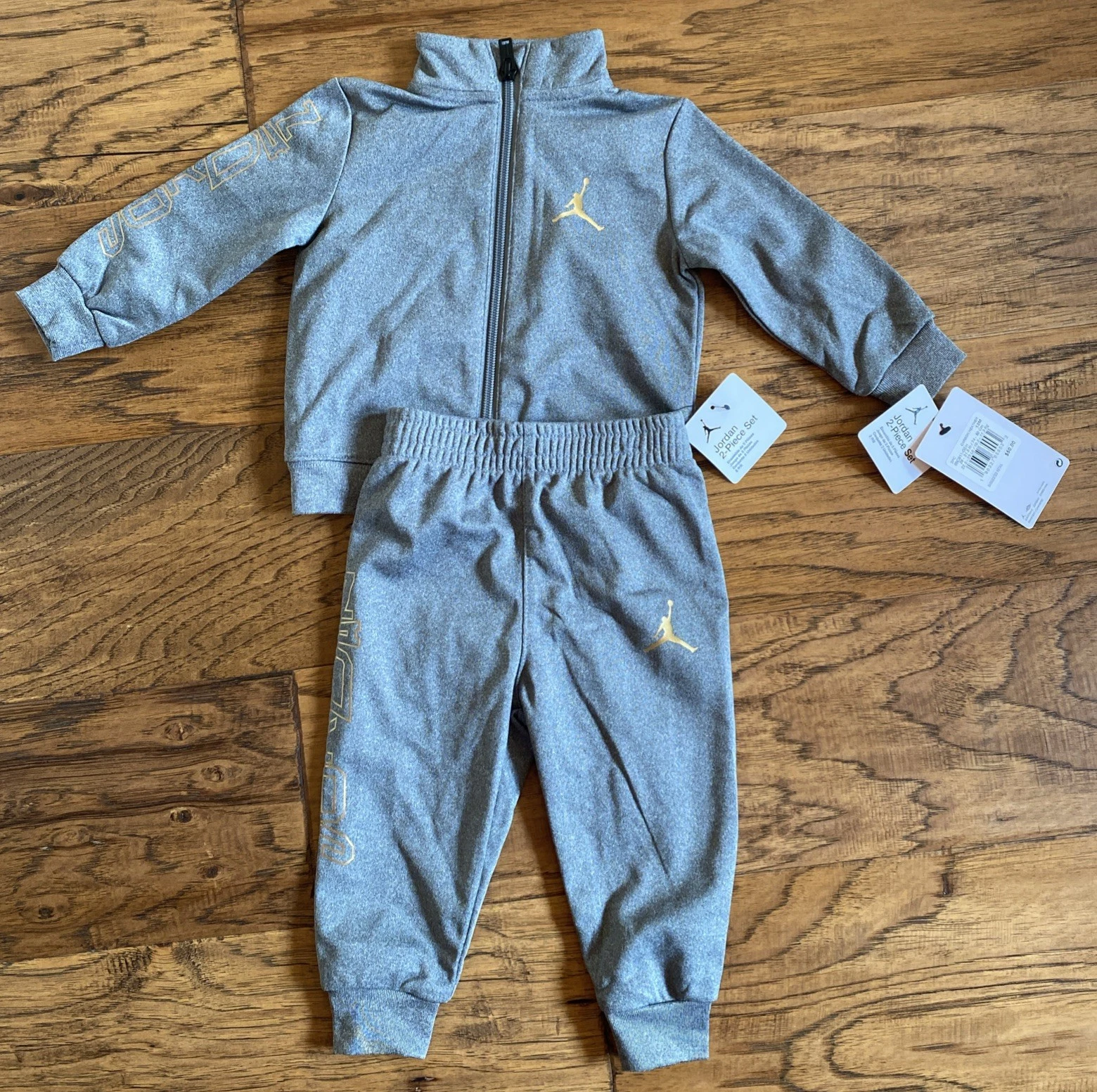 Air Jordan Track Suit Toddler Size 12 Months Gray & Gold Jacket Pants Track Suit