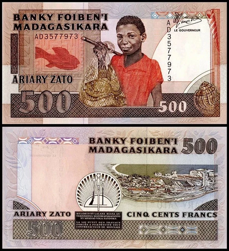 Madagascar / Madagaskar  -  500 Ariary  (UNC)  p71a  1988