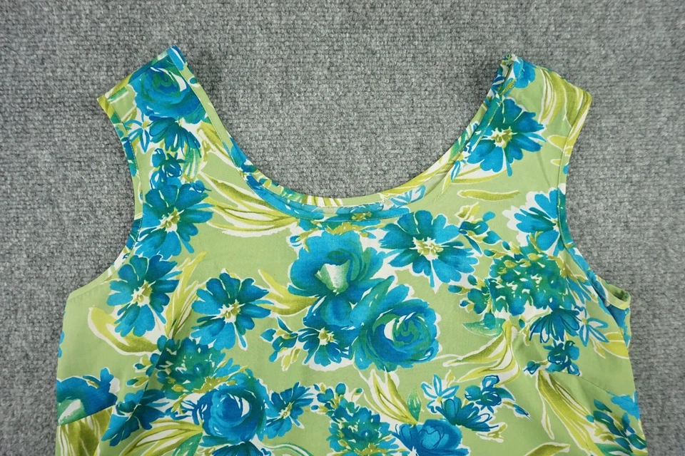 Joanna Blouse Womens Medium Green Blue Sheer Button Front Tank Quarter Sleeve - Image 4 of 4