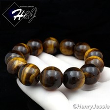 MEN WOMEN 16mm Tiger Eye Beads Hip Hop Stretchy Bracelet TB6