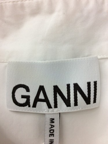 GANNI RUFFLE SLEEVE WRAP TOP WOMENS SHIRT WHITE £130 F6340 - Picture 5 of 5