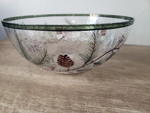 Yankee Candle Pinecone Pine Needle Crackle Glass Potpourri Decorative Bowl 9.5” - 第 3/6 張圖片