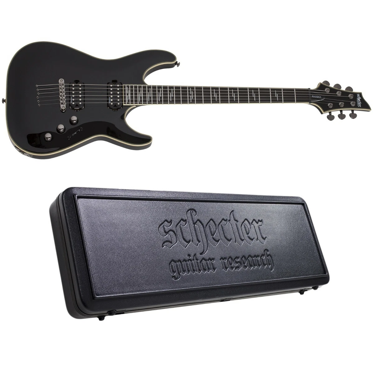 Schecter C 1 Blackjack Gloss Black Electric Guitar Hard Case C1