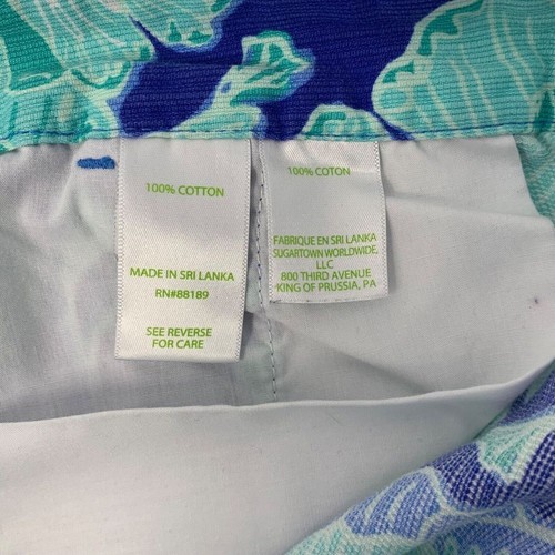 Lily Pulitzer Blue/Teal Flowers Scalloped Leg Women's Shorts Size 4 - Picture 4 of 9