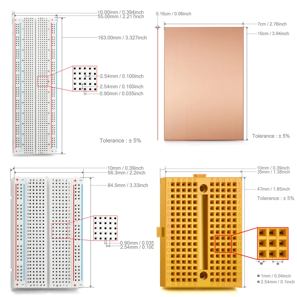 170 400 830 Solderless PCB Plate Printed Circuit Universal Board Kit for Arduino - Image 4 of 4