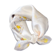 100 Silk 20" small Scarf square Women neckerchief Bandana floral gray-