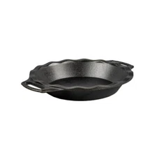 Lodge Pie Baking Pan 9.5" Cast Iron Dual Handles Pre-seasoned Broiler Oven Safe