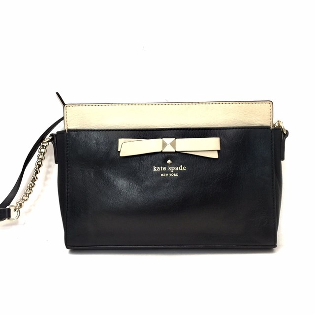 Kate Spade Black & Taupe Leather Crossbody Bag w/ Bow eBay