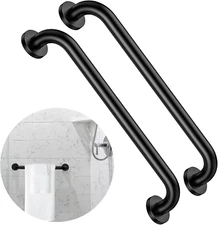 2 Pack 16 Inch Matte Black Shower Grab Bar,Zuext Stainless Steel Wall Mount Safe