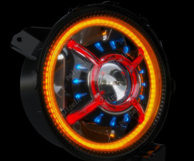 2x 9'' RGB LED Headlight Projector Starry DRL Halo Fit For Jeep Wrangler JL 18-20