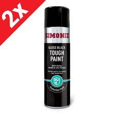 2x Simoniz Black Gloss Paint Spray 500ml Very High Temperature Oil Resistant