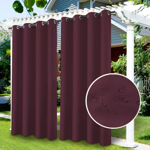 1/2 Stück Wasserdicht Outdoor Terrasse Vorhänge 52" Breit Sichtschutz Verdunkelung Pergola Schatten - Bild 56 von 124
