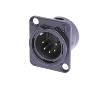 Neutrik NC5MDL-B-1 5-Pin XLR Male Chassis Connector, Black/Gold Contacts