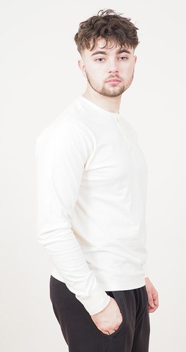 Mens Long Sleeve Cotton T-Shirt Regular Fit Crew Neck or Henley Top Lounge Work - Picture 72 of 72