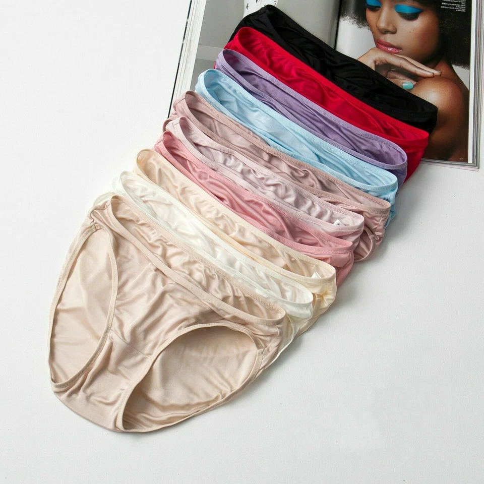 100% Natural Silk Knitted Briefs Panty Knickers Soft Shorts Underwear Women Cosy - Image 2 of 4