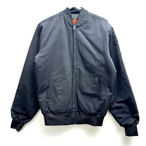 Men's Red Kap Medium JT38BK Black Full Zip Work Wear Bomber Jacket Quilt Lined