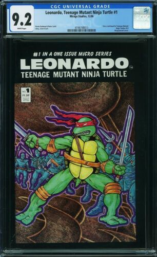 Leonardo #1 CGC 9.2 Tartarughe ninja mutanti adolescenti bianche TMNT Eastman Laird 1986 - Foto 1 di 2