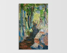 Original Landscape oil painting Abstract Forest Trees still life artwork 8x12 in