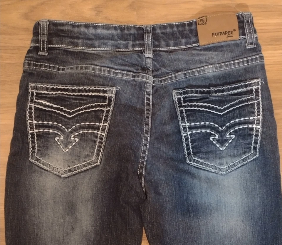 Fly Paper 牛仔裤男孩 14 码深色破旧 — 第 3/4 张图片