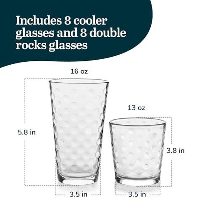 Tumbler and Rock Glasses Drinking Set, Elegant Polka Dot Drinking
