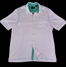 Nat Nast Luxury Originals Shirt Silk Mens L White Camp Bowling Button S/S