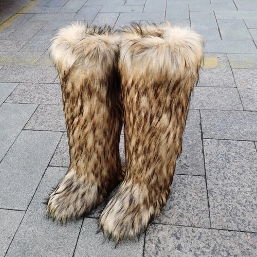 Mongolische Fellstiefel Fabrik Winter Damen Heiß Schnee Schuhe Kunstfell Stiefel Langstiefel - Bild 15 von 47