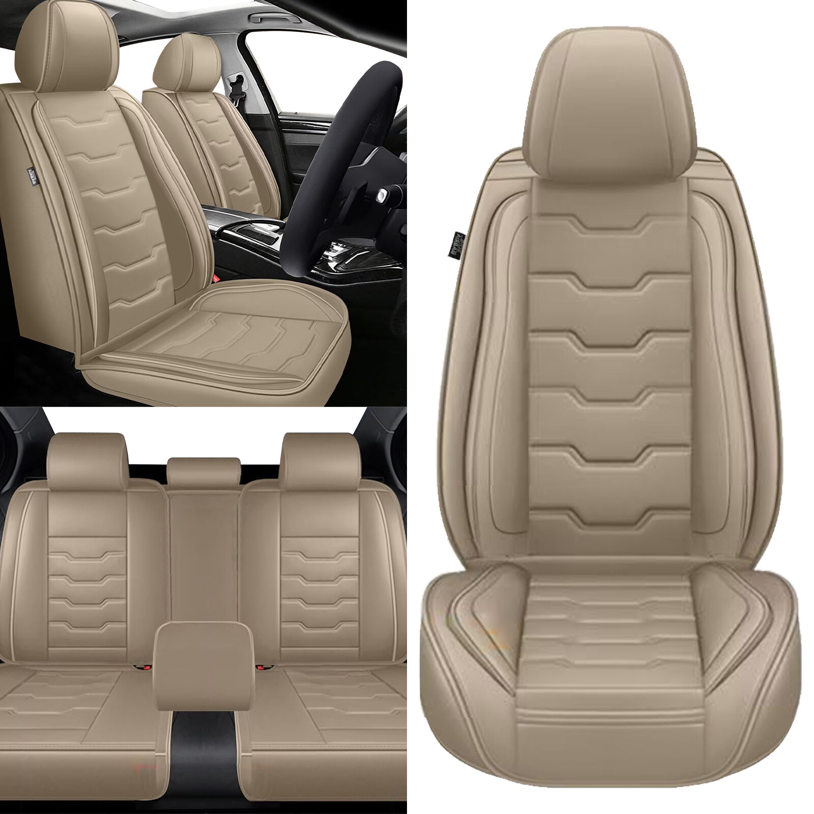 For SUBARU FORESTER 1998-2024 Front+Rear Car Seat Covers Faux Leather Protector