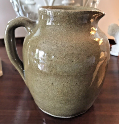 Handcrafted Studio Pottery Small Heavy Pitcher Tan 5-1/4'' High